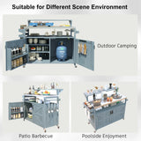 Outdoor Rolling Grill Cart With Raised Shelf Storage - Omega Lifestyles