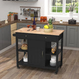 Rubber Wood Kitchen Island Cart With Locking Wheels - Omega Lifestyles