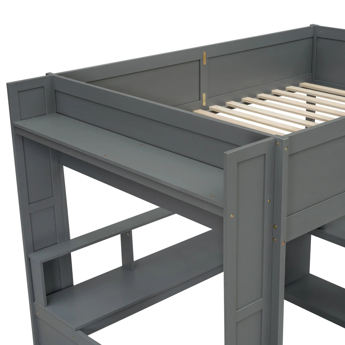 Full Wood Gaming Loft Bed Frame With Desk LED Charging Station - Omega Lifestyles