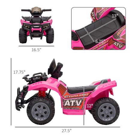 Kids Electric 6V Pink Four Wheeler Ride-On Toy - Omega Lifestyles
