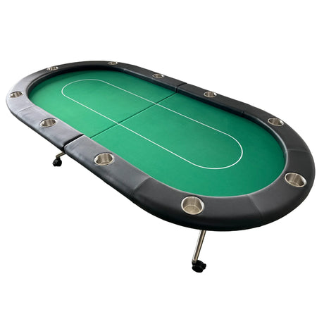 Foldable Rolling Premium 10-Player Green Poker Table - Omega Lifestyles
