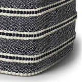 Square Woven Outdoor Indoor Navy White Pouf - Omega Lifestyles