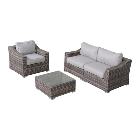 Outdoor Wicker 3-Person Seating Set With Cushions - Omega Lifestyles