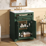 Modern Green Bathroom Vanity With Ceramic Sink Cabinet