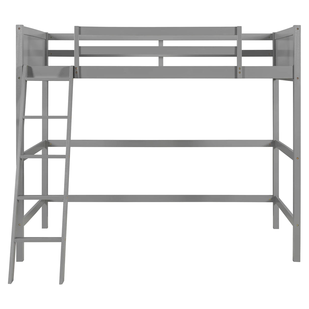 Solid Wood Twin Loft Bed With Ladder Gray - Omega Lifestyles