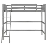Solid Wood Twin Loft Bed With Ladder Gray - Omega Lifestyles