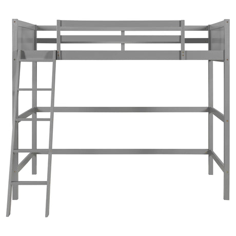 Solid Wood Twin Loft Bed With Ladder Gray - Omega Lifestyles