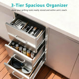 Stainless Steel Outdoor Kitchen Triple Drawer Cabinet - Omega Lifestyles
