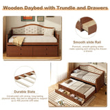 Twin Daybed With Trundle And Storage Drawers Walnut - Omega Lifestyles