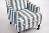 Vintage Blue White Striped Upholstered Accent Chair - Omega Lifestyles