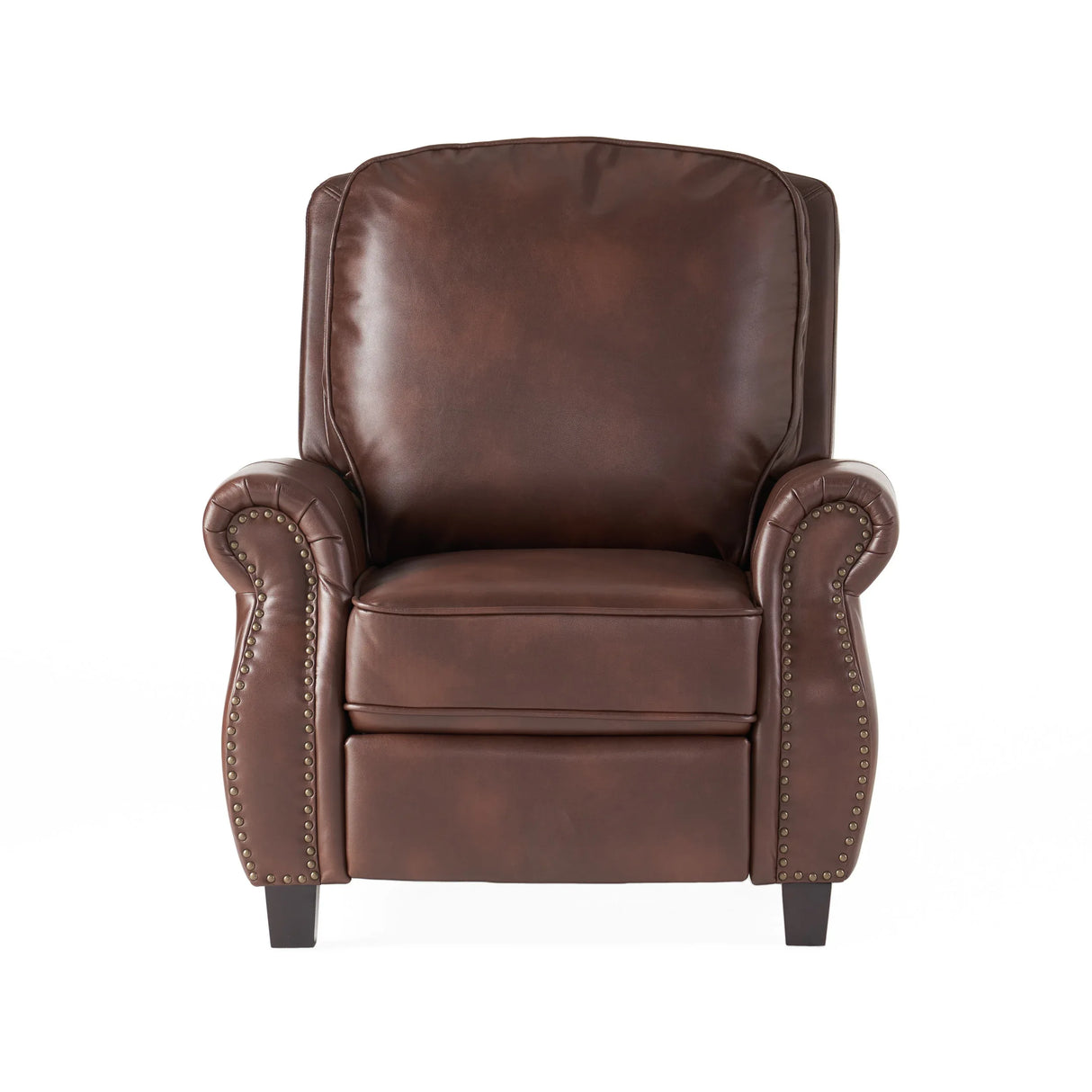 Contemporary Brown PU Pushback Recliner With Rubberwood Legs - Omega Lifestyles