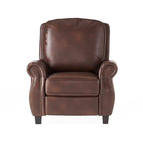 Contemporary Brown PU Pushback Recliner With Rubberwood Legs - Omega Lifestyles