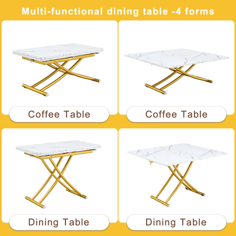 Multifunctional Adjustable Height White Gold Lift Table - Sleep Galleria