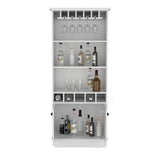 Modern White 70-Inch High Glass Door Bar Cabinet - Omega Lifestyles