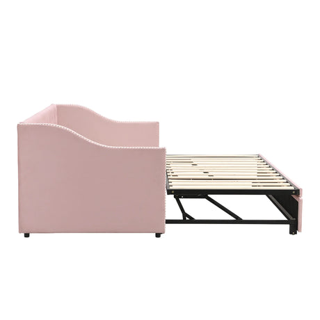 Twin Upholstered Velvet Daybed With Pop Up Trundle - Omega Lifestyles