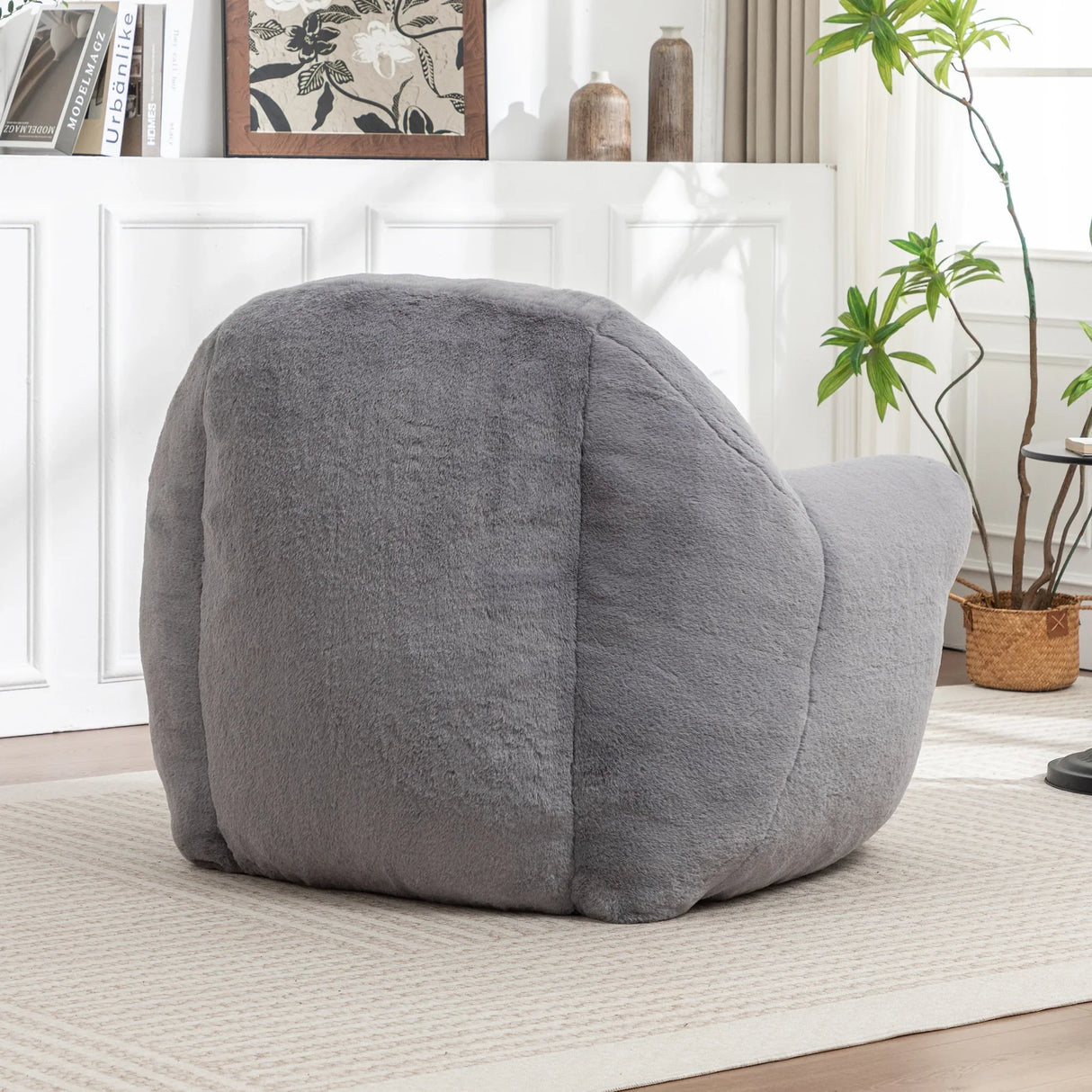 Comfy Faux Fur Bean Bag Chair With Back Support - Omega Lifestyles