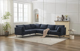 L-Shaped Grey Linen 6-Seat Convertible Sofa With Pillows - Omega Lifestyles