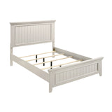 Queen Farmhouse White Wood Panel Bed Frame - Omega Lifestyles