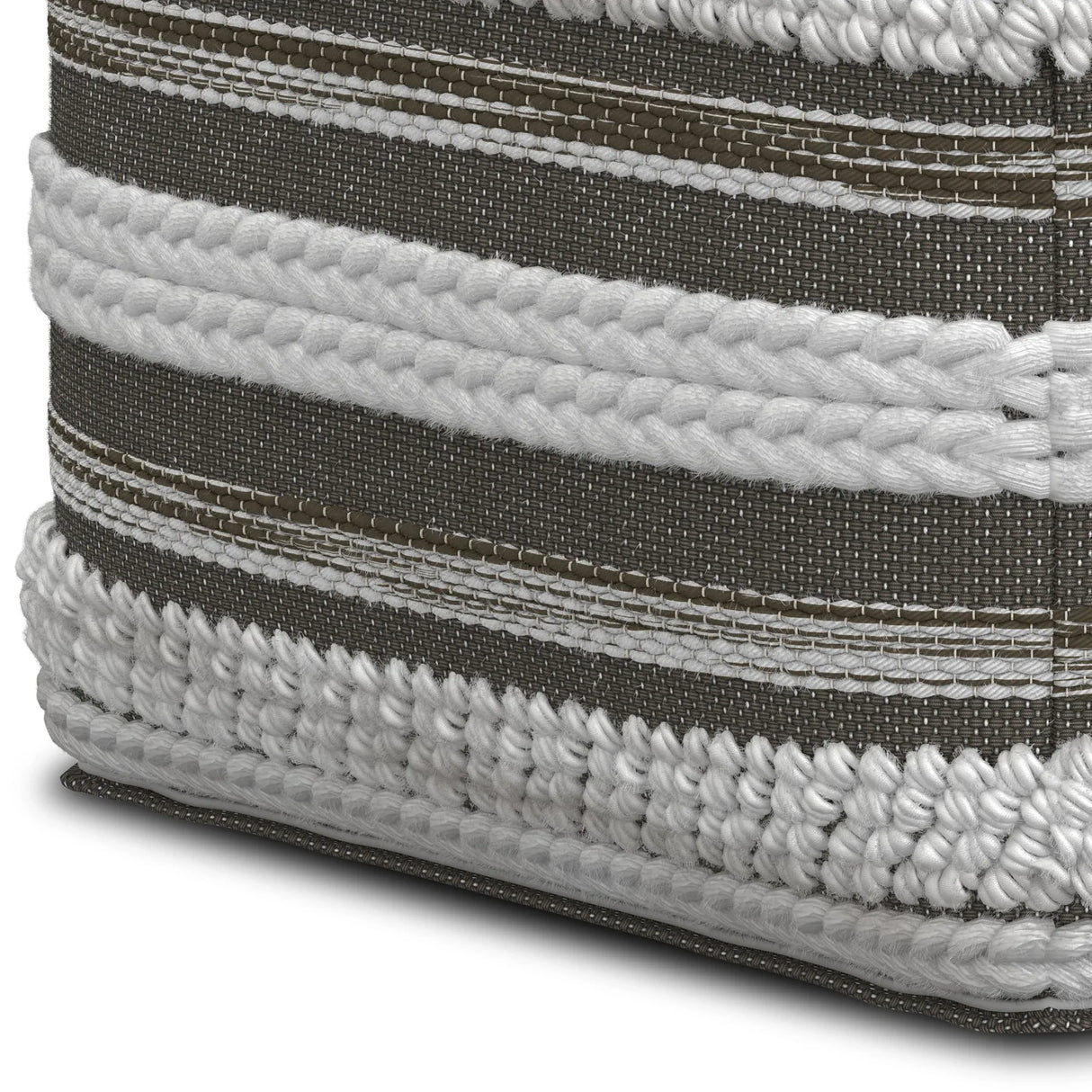 Square Gray Fabric Pouf With Supportive Polystyrene Filling - Omega Lifestyles
