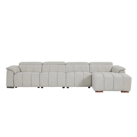 Electric Control Genuine Leather 4-Seat Reclining Chaise Sofa - Omega Lifestyles