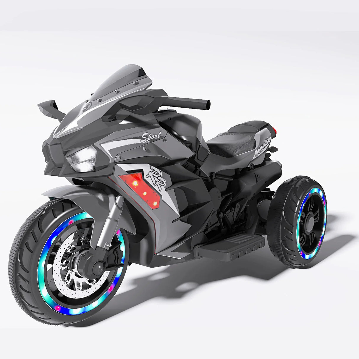 12V Grey Plastic Kids Electric Ride-On Motorcycle - Omega Lifestyles