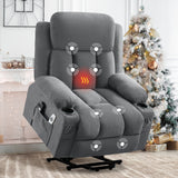 Power Lift Heated Massage Fabric Recliner Chair
