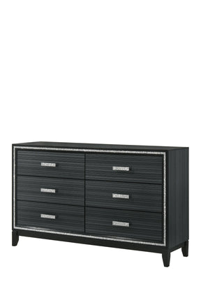 Black Synthetic Wood Six-Drawer Storage Dresser - Omega Lifestyles