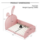 Twin Upholstered Rabbit-Shape Princess Platform Bed - Omega Lifestyles