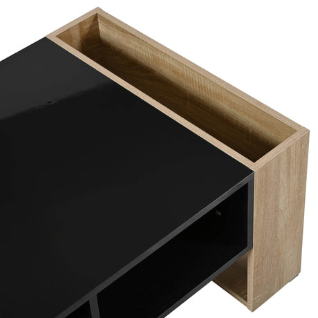 High Glossy Two Drawer Wood Grain Coffee Table - Sleep Galleria