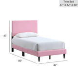 Twin Pink Upholstered Adjustable Headboard Bed Frame - Omega Lifestyles