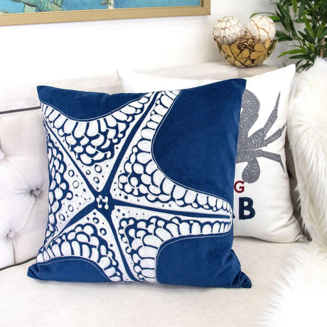 Indigo Polyester Velvet Decorative Square Pillowcase 20x20 - Omega Lifestyles
