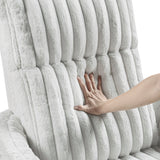 Gray Corduroy Recliner Chair With Swivel Glider And Pillows - Omega Lifestyles