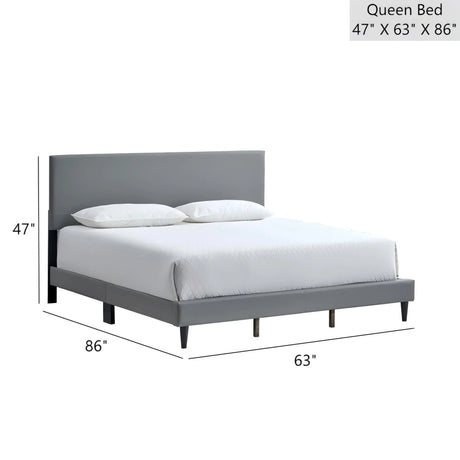 Queen Upholstered Platform Bed Frame Light Grey - Omega Lifestyles