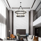 Matte Black Iron Wagon Wheel Farmhouse Chandelier 47-Inch - Omega Lifestyles