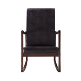 Dark Brown Faux Leather Rocking Chair With Cushion - Omega Lifestyles