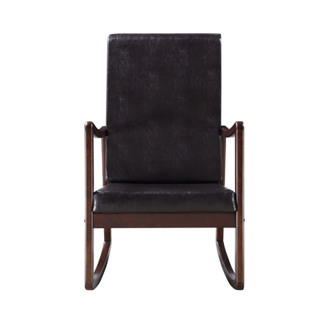 Dark Brown Faux Leather Rocking Chair With Cushion - Omega Lifestyles