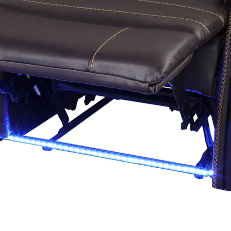 Modern Brown PU Leather Manual Reclining Sectional Sofa - Omega Lifestyles