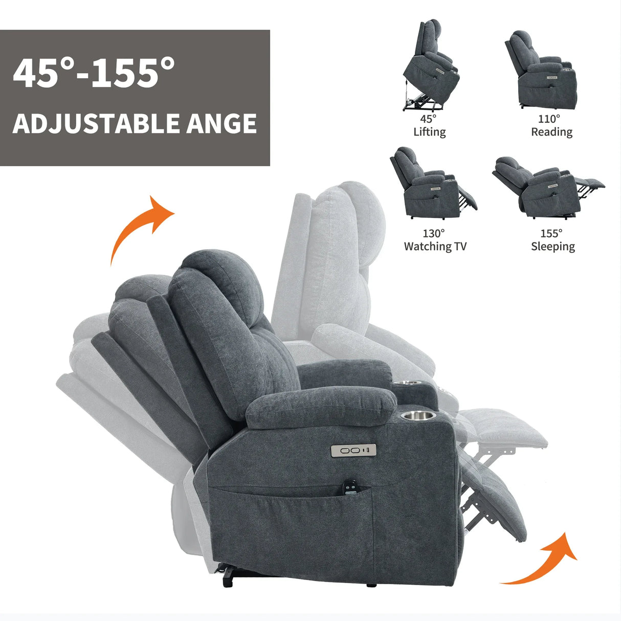 Power Lift Recliner Chair With Massage Heat And USB Ports - Omega Lifestyles