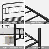 Full Size Metal Bed Frame With Headboard And Storage - Omega Lifestyles