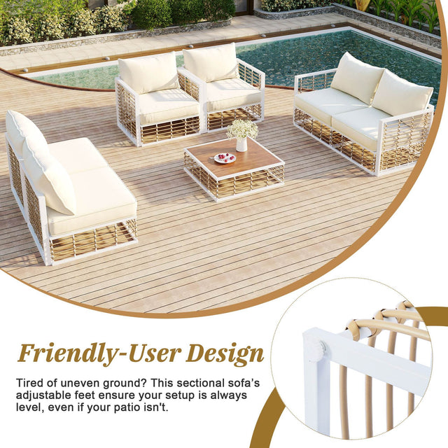 7-Piece Outdoor Metal Frame Sectional Sofa Set - Omega Lifestyles