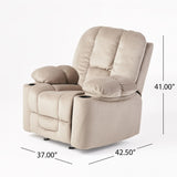 Manual Recliner Chair With Skin-Friendly Fabric And Cup Holders - Omega Lifestyles