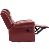 Wine Red Faux Leather Manual Recliner Chair With LED Strip - Omega Lifestyles