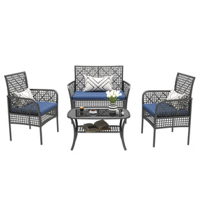 4-Piece Modular PE Rattan Outdoor Patio Furniture Set - Omega Lifestyles
