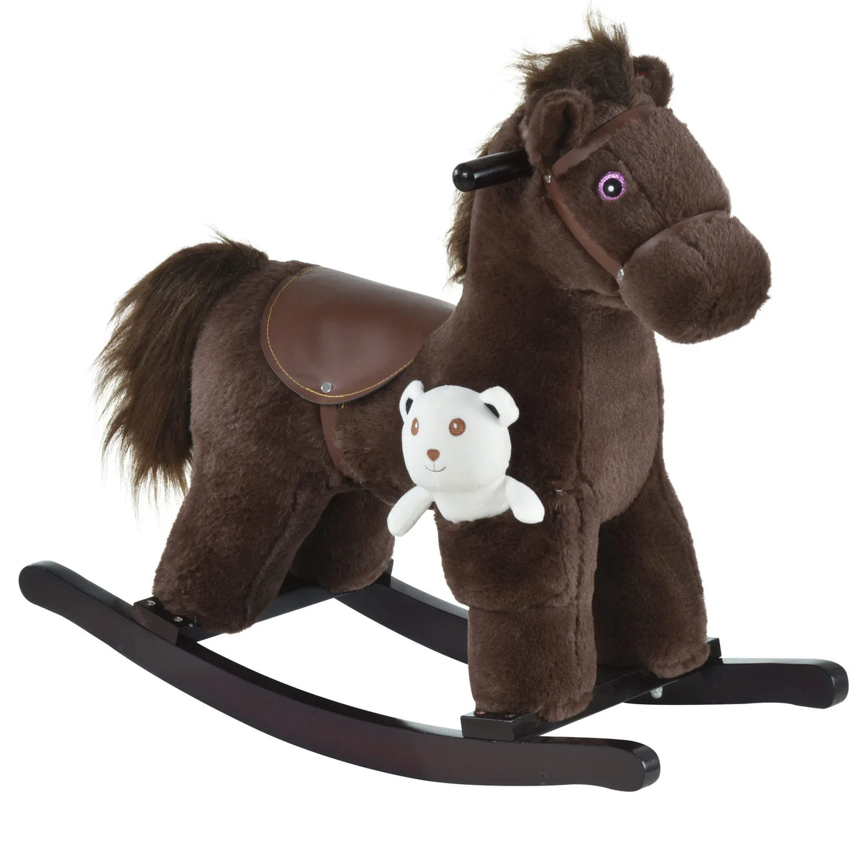 Kids Plush Ride-On Rocking Horse With Sounds and Bear Toy - Omega Lifestyles