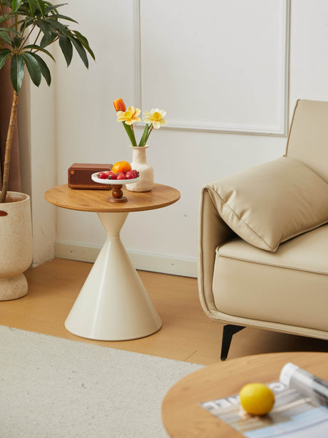 Round Brown White MDF And Metal Coffee Table Set - Sleep Galleria