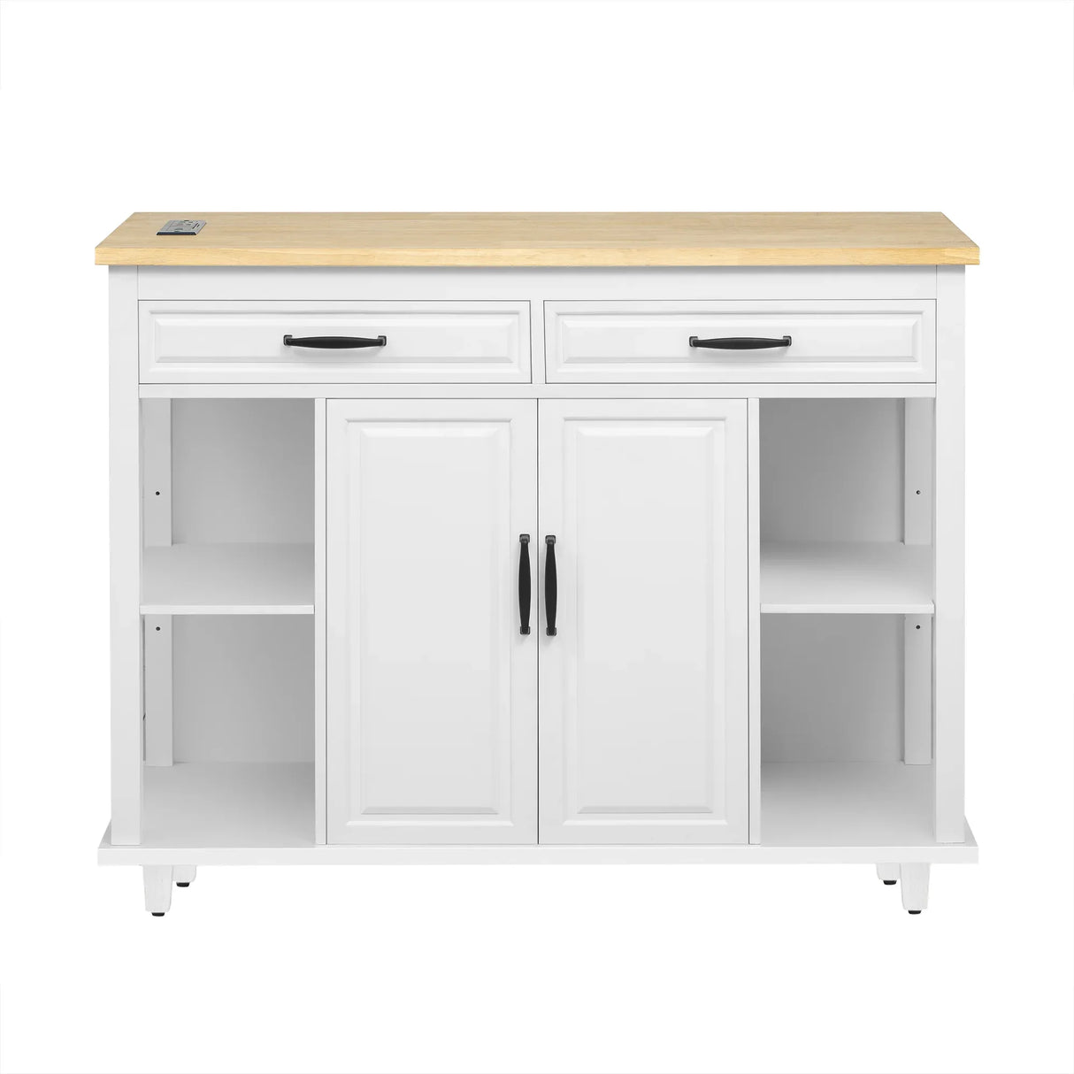 47-Inch Extendable Rubber Wood Veneer Kitchen Island - Omega Lifestyles
