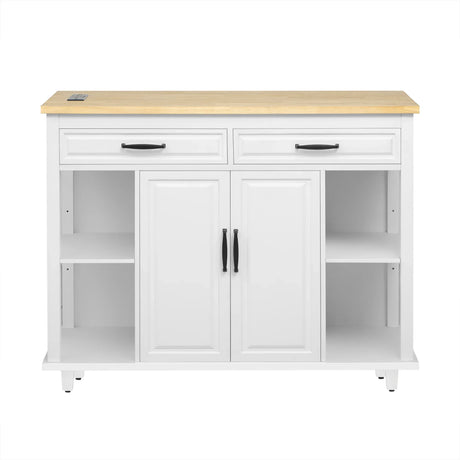 47-Inch Extendable Rubber Wood Veneer Kitchen Island - Omega Lifestyles