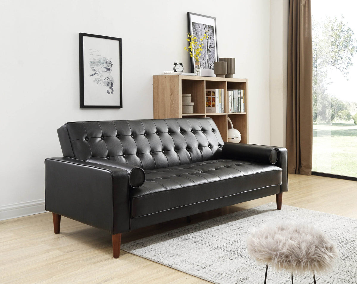 Modern Black PU Foam Upholstered Sofa Bed Seating - Omega Lifestyles