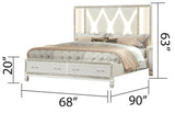 Contemporary Crystal White Upholstered Queen Bed Frame - Omega Lifestyles