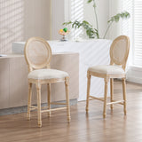 French Country Set Of 2 Mid Century Cotton Linen Bar Chairs